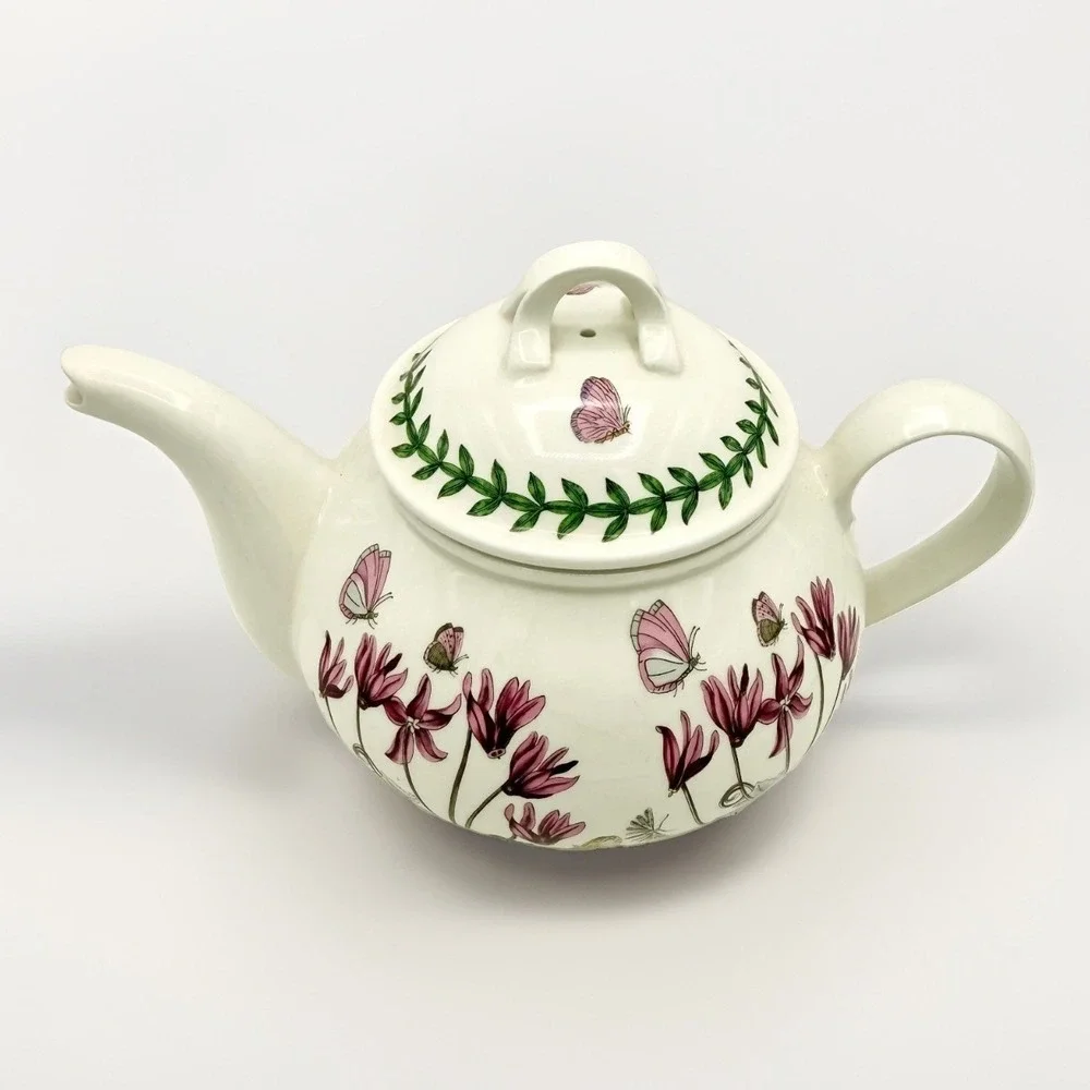 Vintage Portmeirion Botanic Garden 1 Pint Teapot Pink Cyclamen Made in Britain